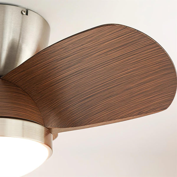 walnut brushed metal abs ceiling fan led light