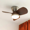 walnut brushed metal abs ceiling fan led light