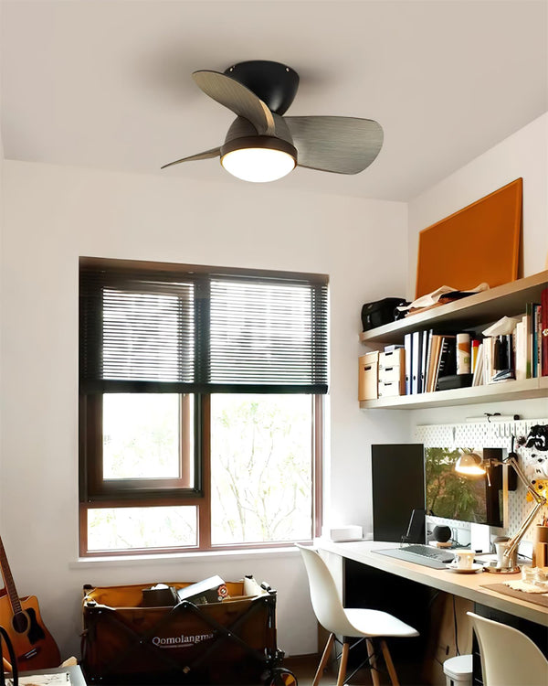 walnut brushed metal abs ceiling fan led light