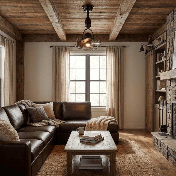 walnut cage ceiling fan pivoting head