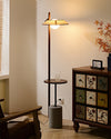 walnut cement shelf floor lamp