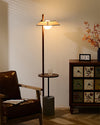 walnut cement shelf floor lamp
