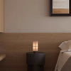 walnut fabric cylinder rechargeable table lamp