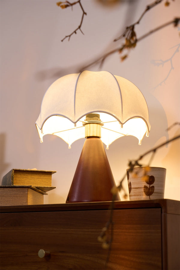 walnut silk umbrella cordless led table lamp