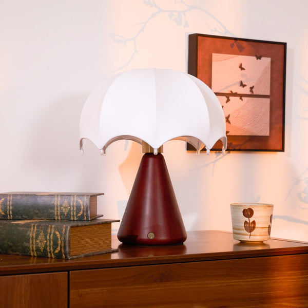 walnut silk umbrella cordless led table lamp