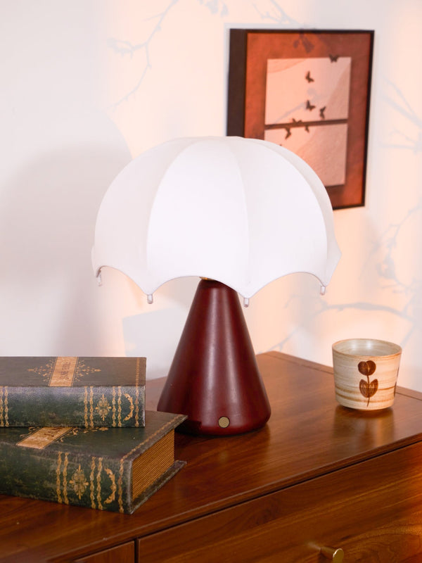walnut silk umbrella cordless led table lamp