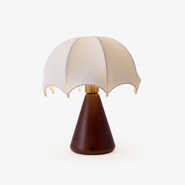 walnut silk umbrella cordless led table lamp