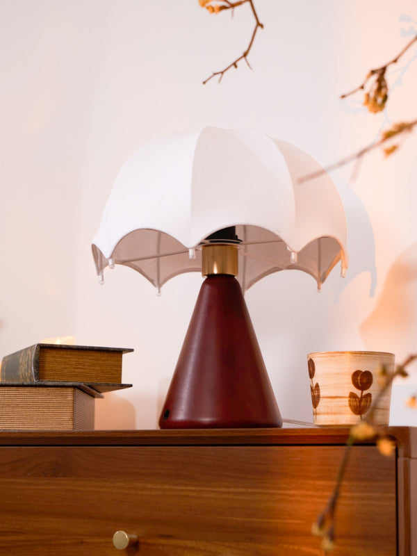 walnut silk umbrella cordless led table lamp