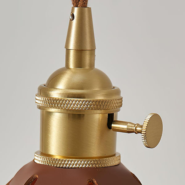 walnut wood iron leather retro table lamp