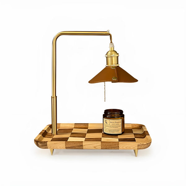 walnut wood iron leather retro table lamp