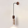 walnut yellow travertine cylinder wall sconce