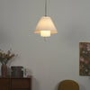 white fabric brass layered pendant light