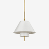 white fabric brass layered pendant light