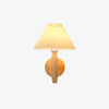 white linen pleated fabric wood wall sconce