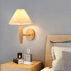 white linen pleated fabric wood wall sconce