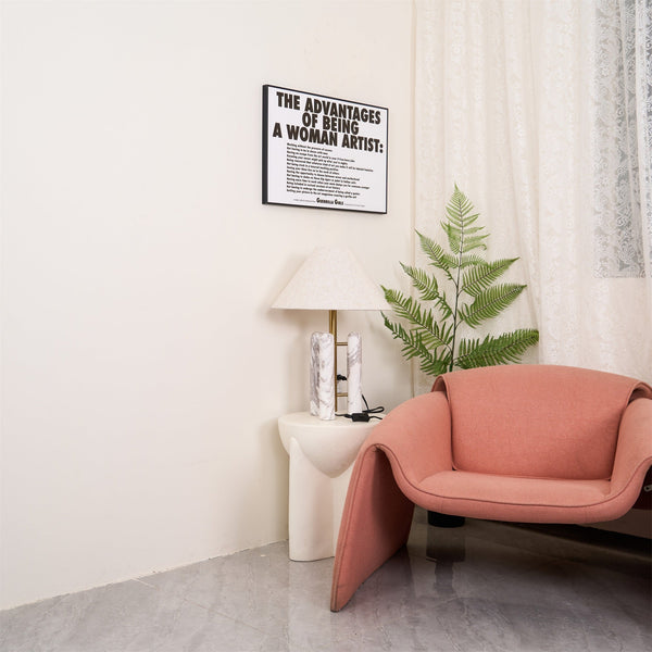 white marble column silk table lamp