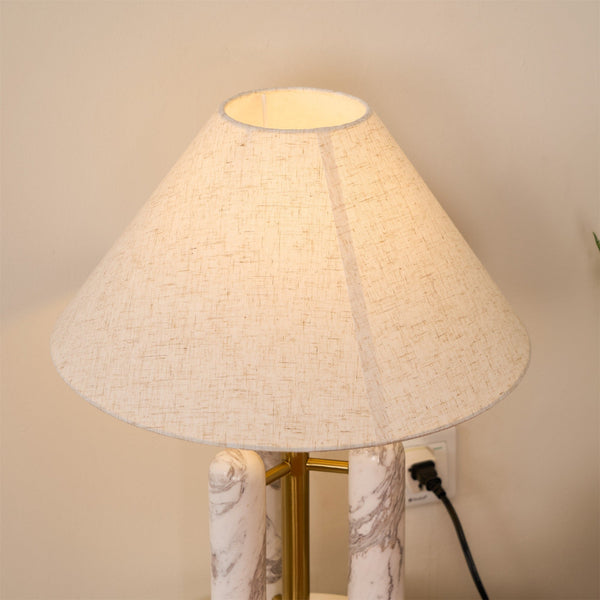 white marble column silk table lamp