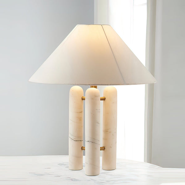 white marble column silk table lamp
