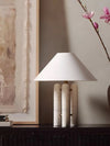 white marble column silk table lamp