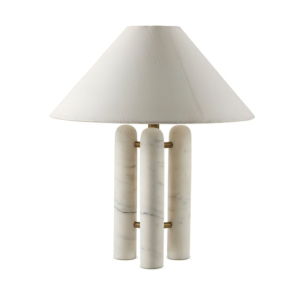 white marble column silk table lamp