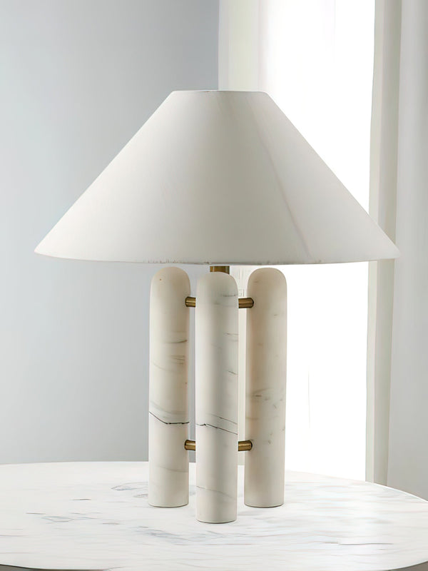 white marble column silk table lamp