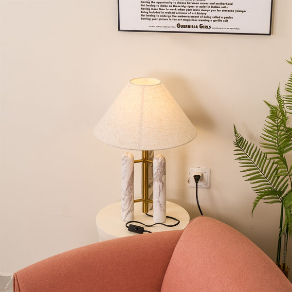 white marble column silk table lamp