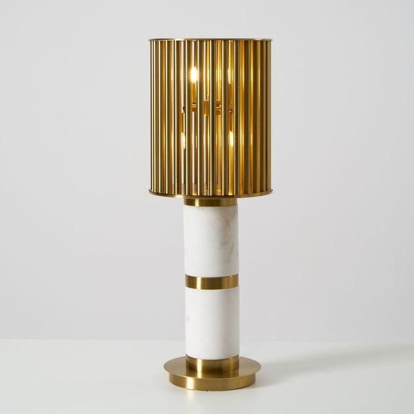 white marble gold slat table lamp