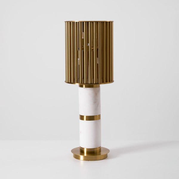 white marble gold slat table lamp