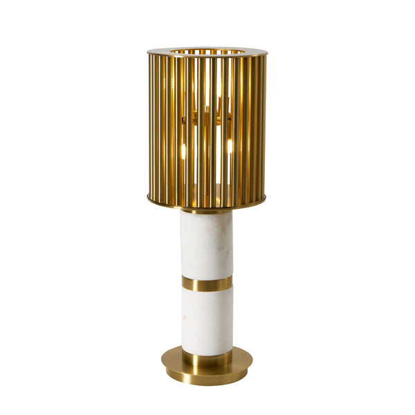 white marble gold slat table lamp