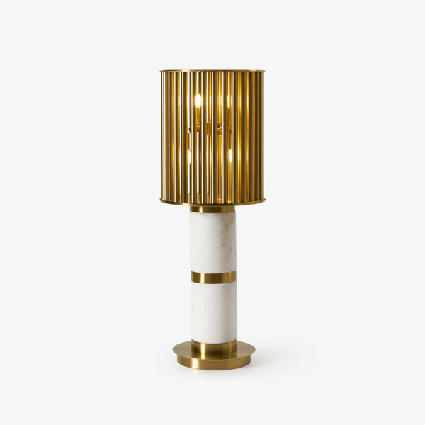white marble gold slat table lamp
