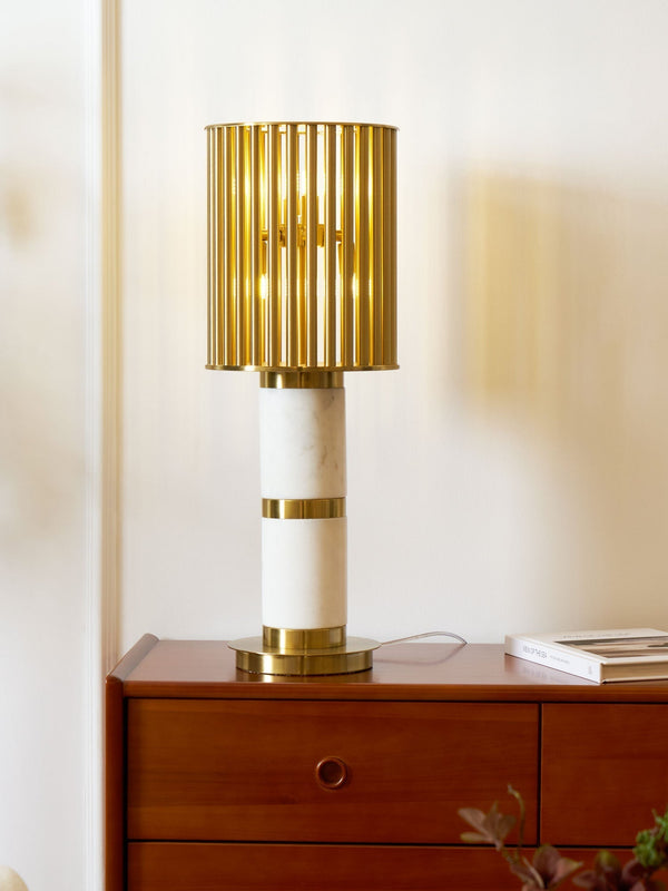 white marble gold slat table lamp