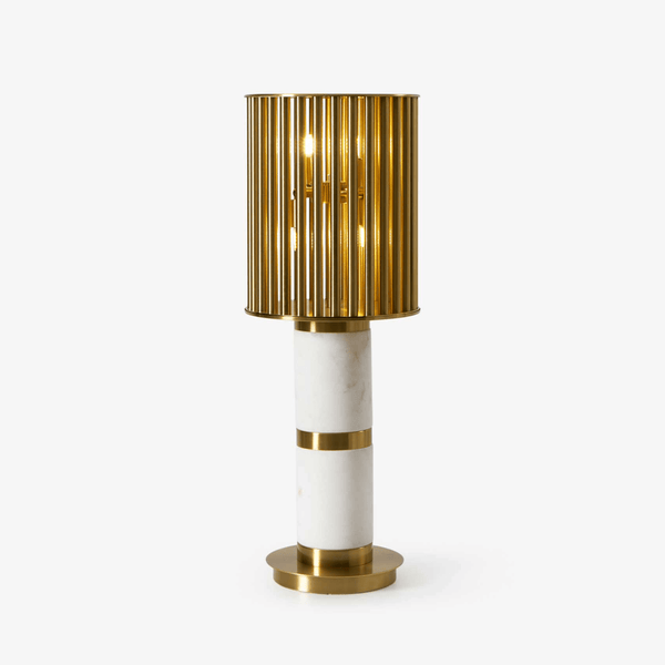 white marble gold slat table lamp
