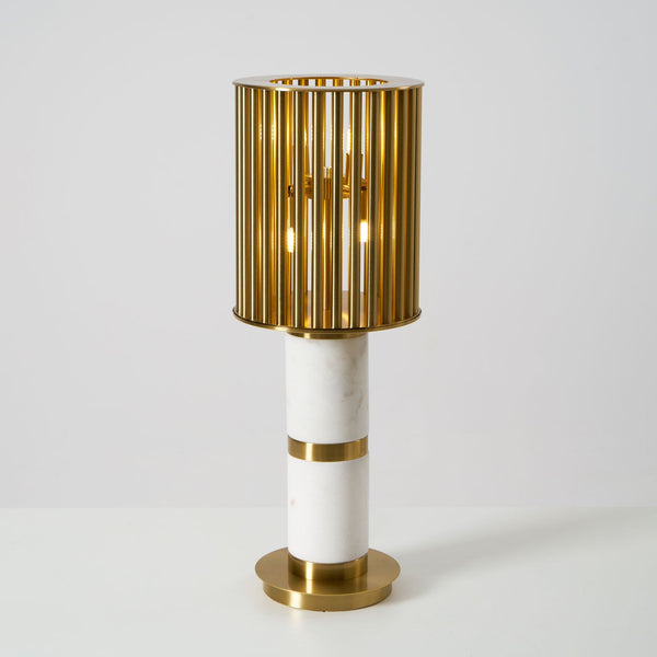 white marble gold slat table lamp
