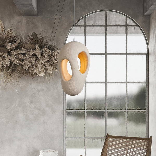white polystyrene double shell pendant light dining room bedroom