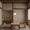 white travertine disk pendant light