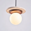 white travertine disk pendant light
