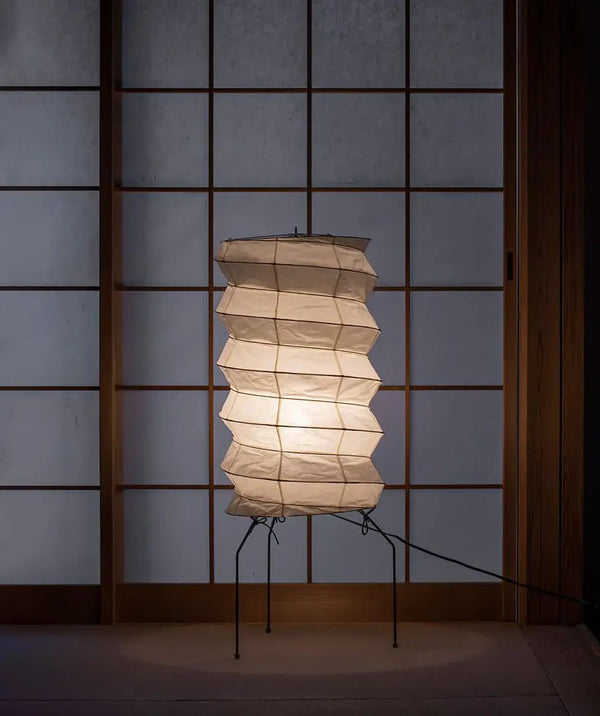 white washi paper origami floor lamp