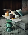 wood blown glass table lamp