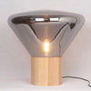 wood blown glass table lamp