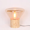 wood blown glass table lamp