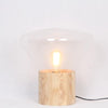 wood blown glass table lamp