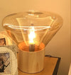 wood blown glass table lamp