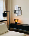 wood blown glass table lamp