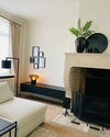 wood blown glass table lamp