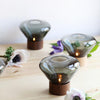 wood blown glass table lamp
