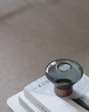 wood blown glass table lamp