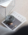 wood blown glass table lamp