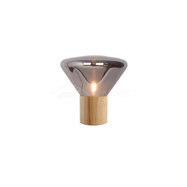 wood blown glass table lamp