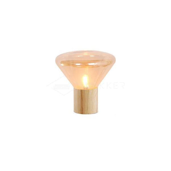 wood blown glass table lamp