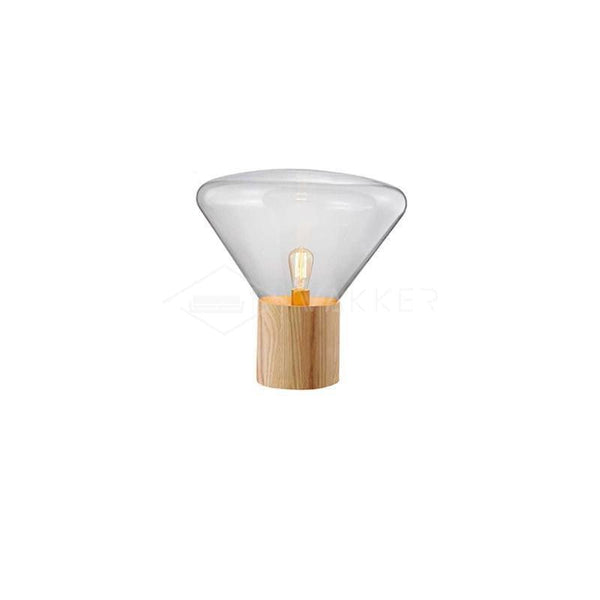 wood blown glass table lamp